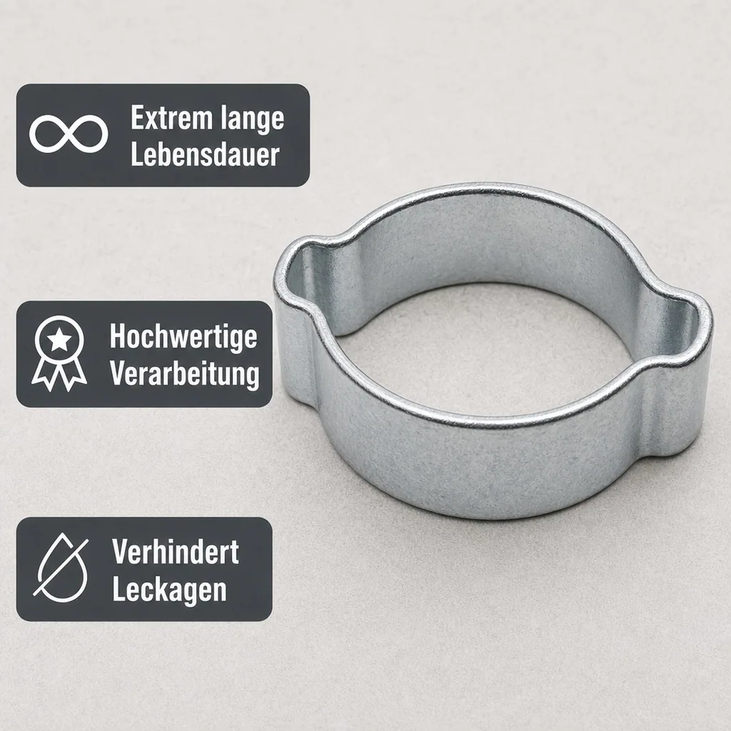 2 Ohr-Schlauchklemme 7mm, verzinkt, 100 Stück