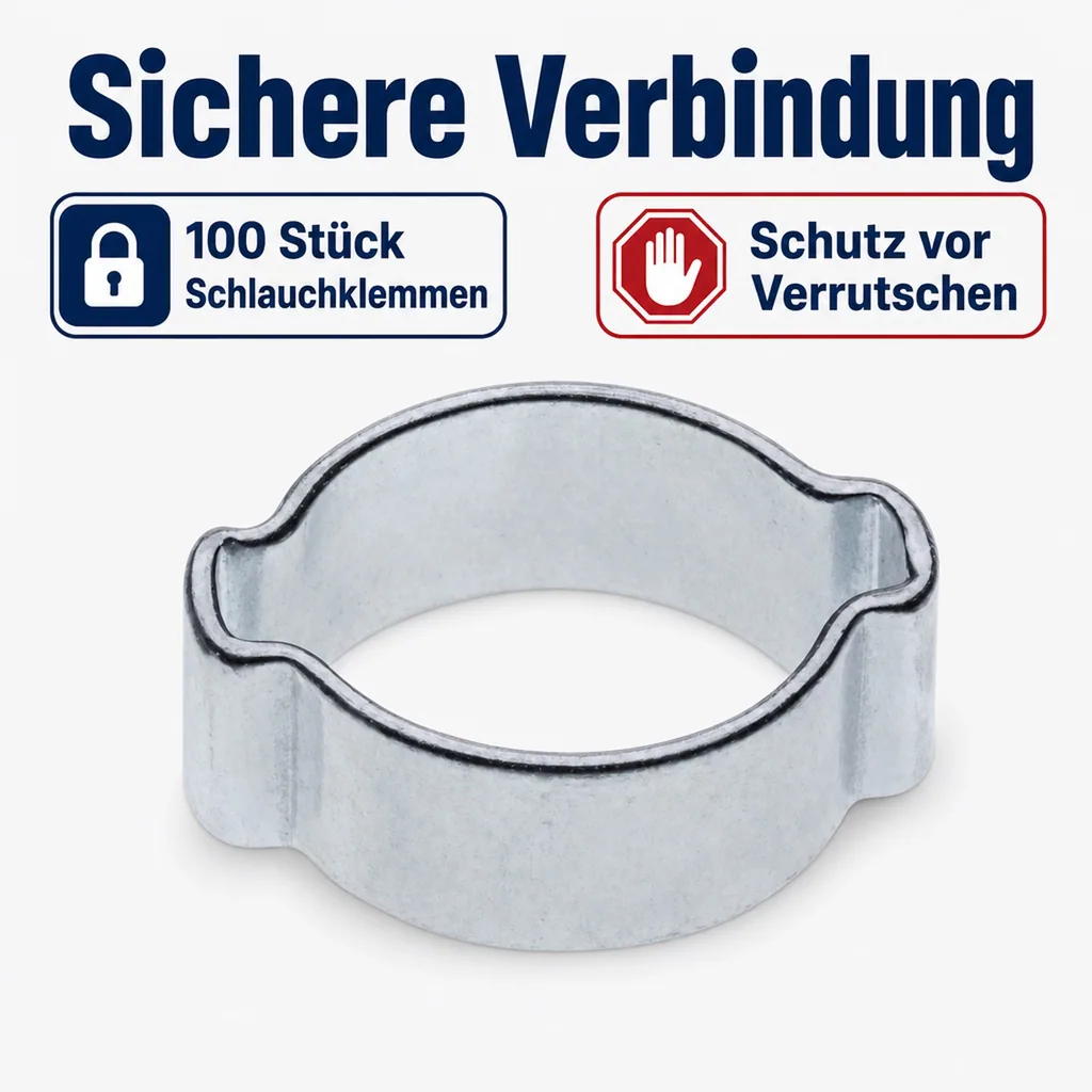 2 Ohr-Schlauchklemme 7mm, verzinkt, 100 Stück