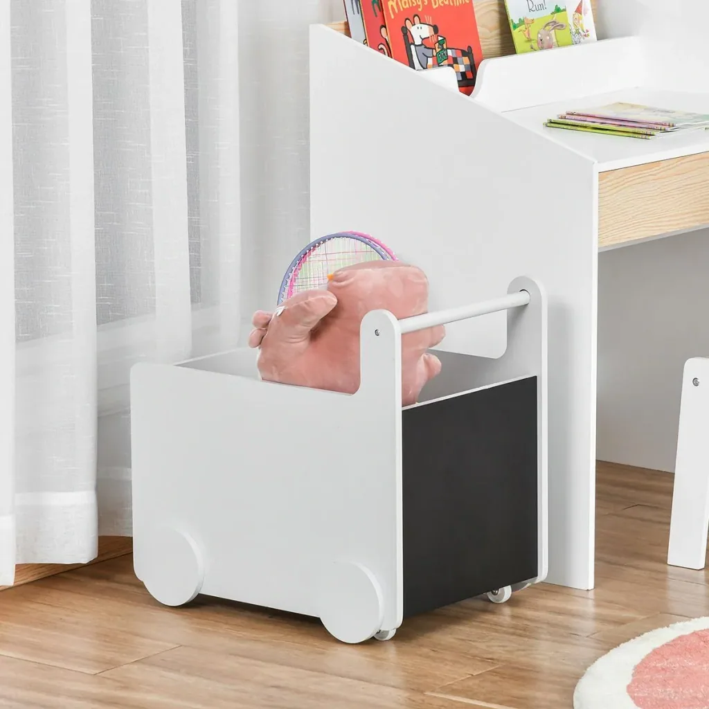 2-in-1 Lauflernwagen Aufbewahrungsbox Baby Lauflernhilfe Spielzeugkiste mit Räder Griff Bücherkiste Aufbewahrungskorb fü