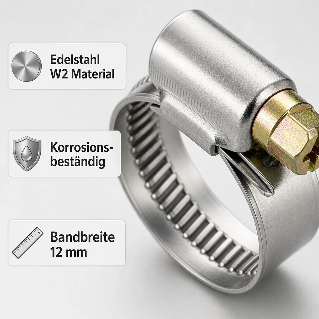 Schlauchschellen Edelstahl, 12mm, 20-32mm, DIN 3017, W2