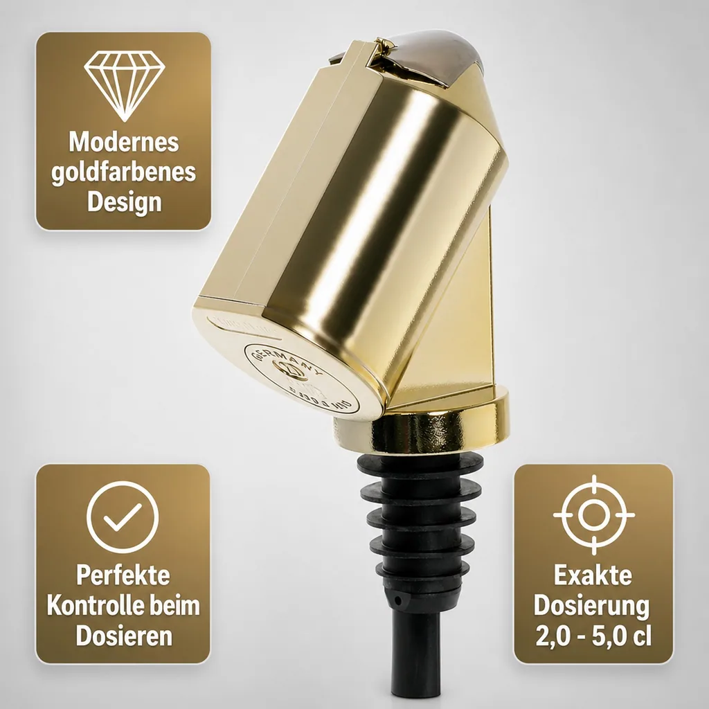 Flaschenportionierer, Ausgießer - Bottle Master 3000, gold, für 0,5 - 1,5 L Flaschen, Ausschankmenge: 50 ml