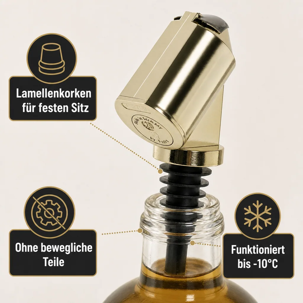 Flaschenportionierer, Ausgießer - Bottle Master 3000, gold, für 0,5 - 1,5 L Flaschen, Ausschankmenge: 50 ml