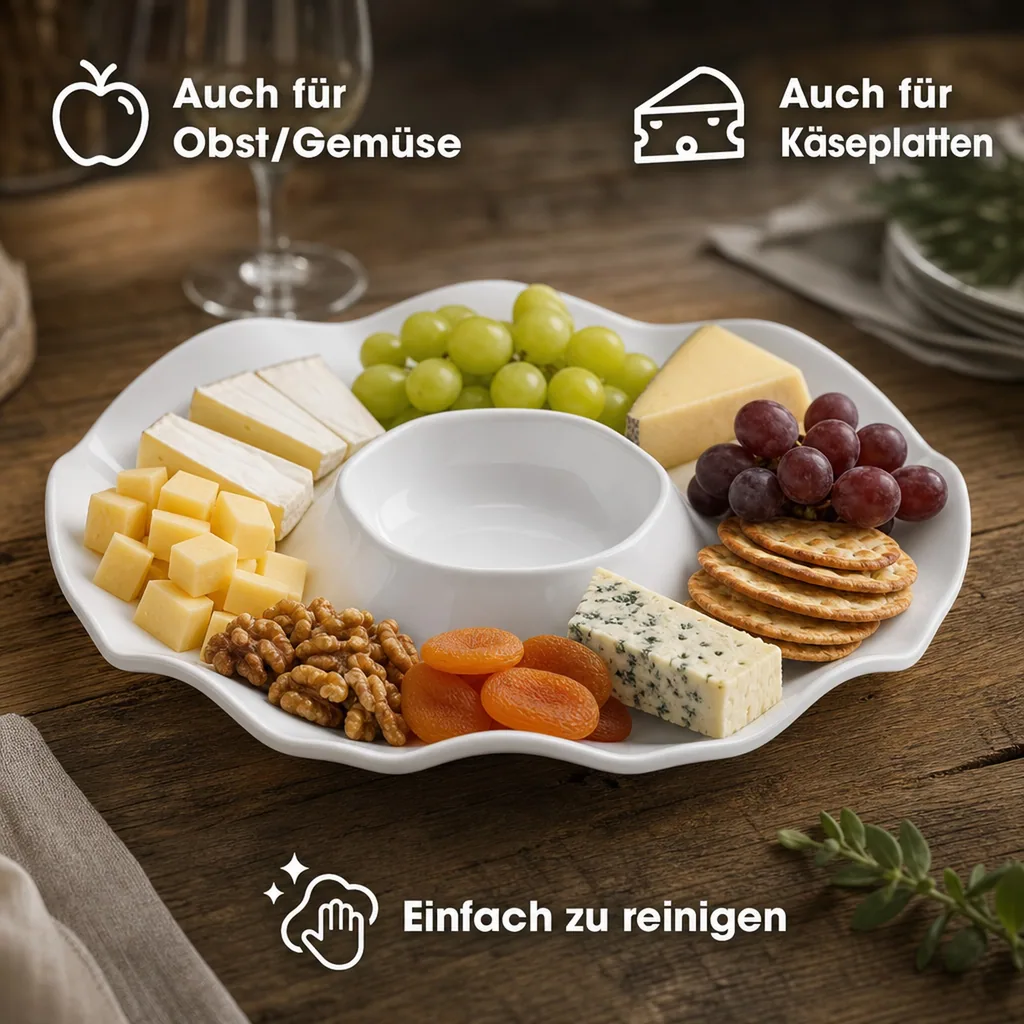 Ruffle Round Chip & Dip Platte 4er Set, 40,6 cm