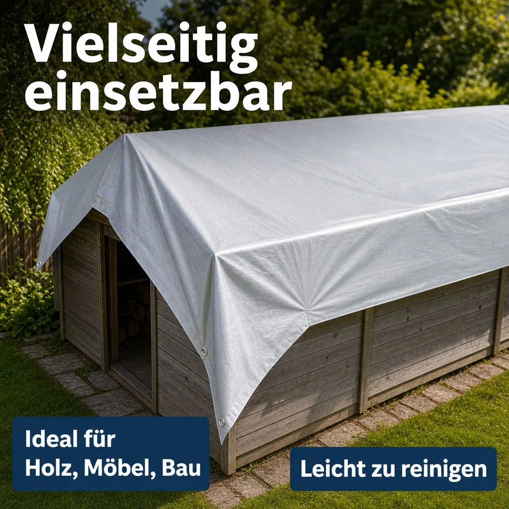 Abdeckplane 180g/m², 6x8m (48m²), Gewebeplane, wasserdicht, reißfest, UV-stabil