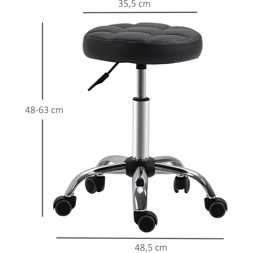 2er-Set Rollhocker Drehhocker mit Rädern Arbeitshocker höhenverstellbar drehbar Salon Hocker Salonstühle Kunstleder Schw