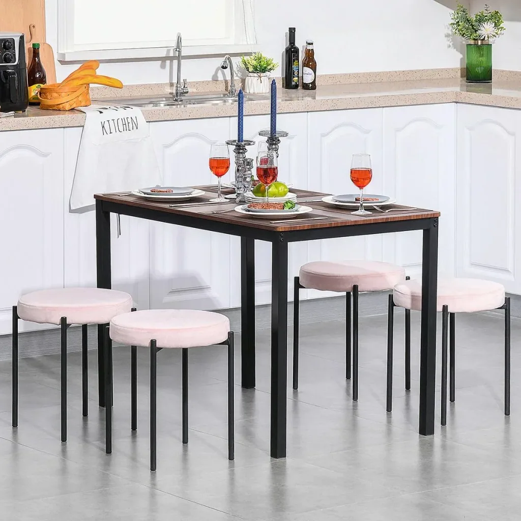 Hocker 4-teiliges Set mit Samtüberzug Grau