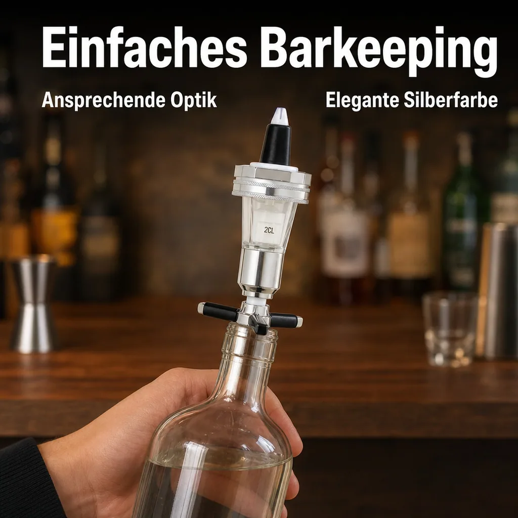 Portionierer, Ausgießer Dosierer für 0,7 - 1,0 L Flaschen, silber, Ausschankmenge: 40 ml
