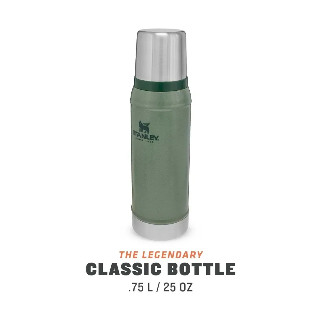 Classic Vakuum-Flasche 0,75 l, Hammertone grün, doppelwandige Vakuumisolierung, Trinkbecher