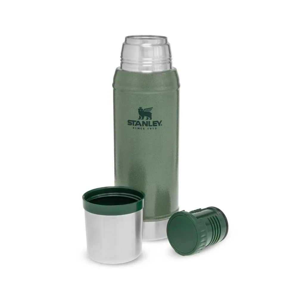 Classic Vakuum-Flasche 0,75 l, Hammertone grün, doppelwandige Vakuumisolierung, Trinkbecher
