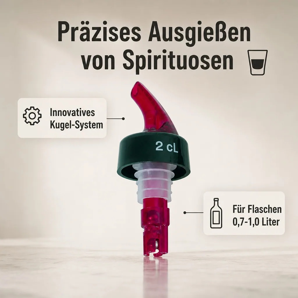Portionierer, Flaschenausgießer, Spirituosen Dosierer, rot - schwarz, Ausschankmenge: 40 ml
