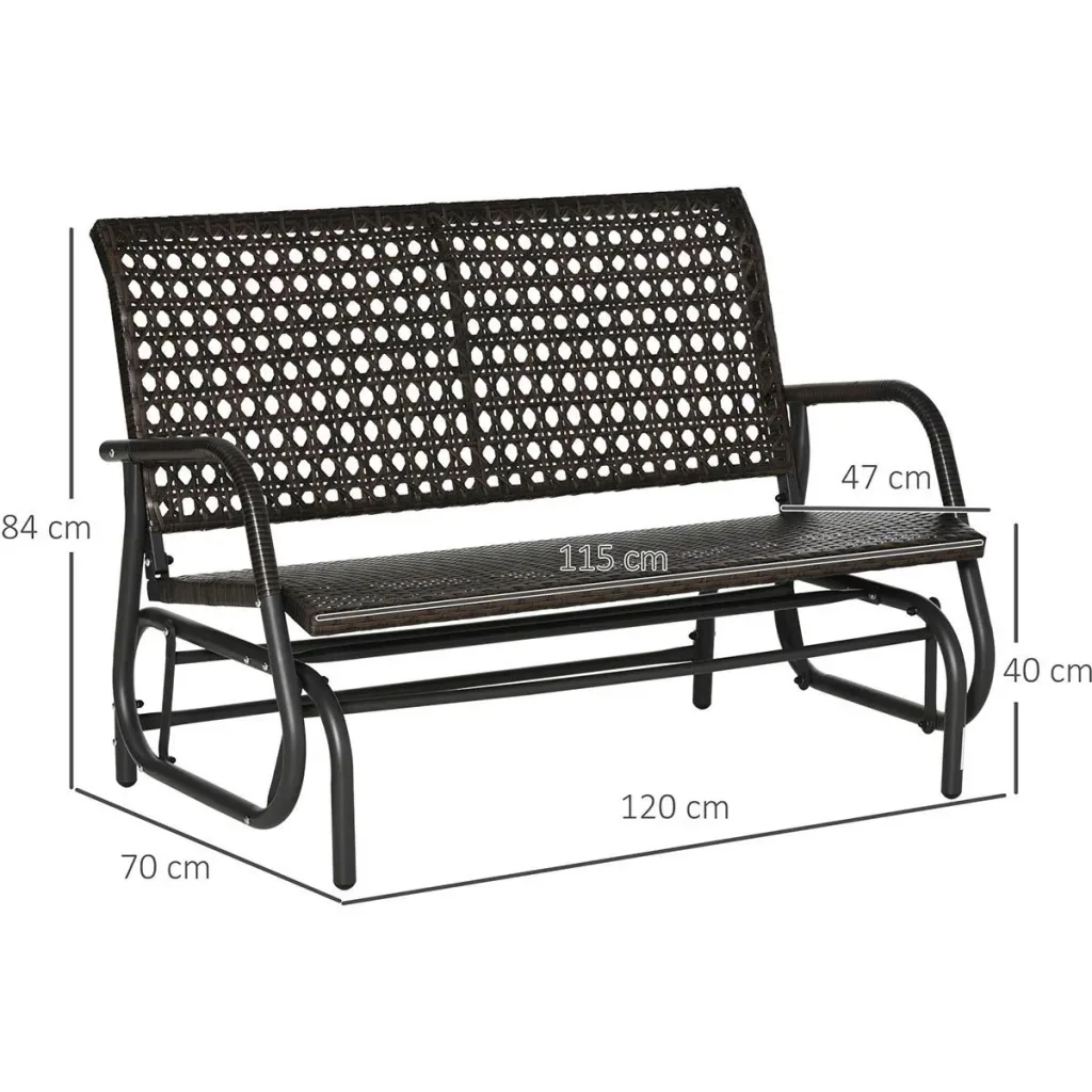 Polyrattan-Schaukelsofa mit extra breitem Sitz, 70L x 120B x 84H cm, braun