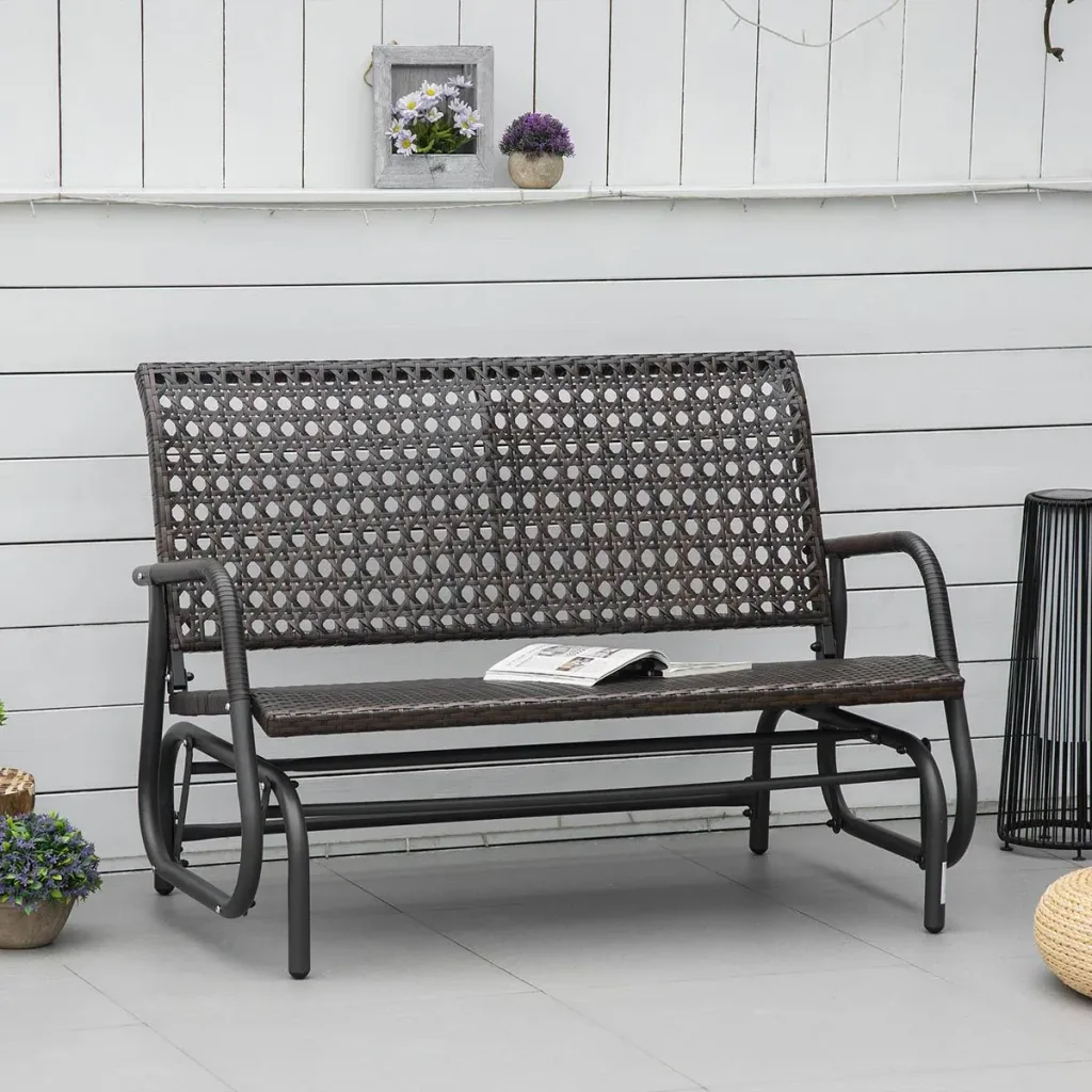 Polyrattan-Schaukelsofa mit extra breitem Sitz, 70L x 120B x 84H cm, braun