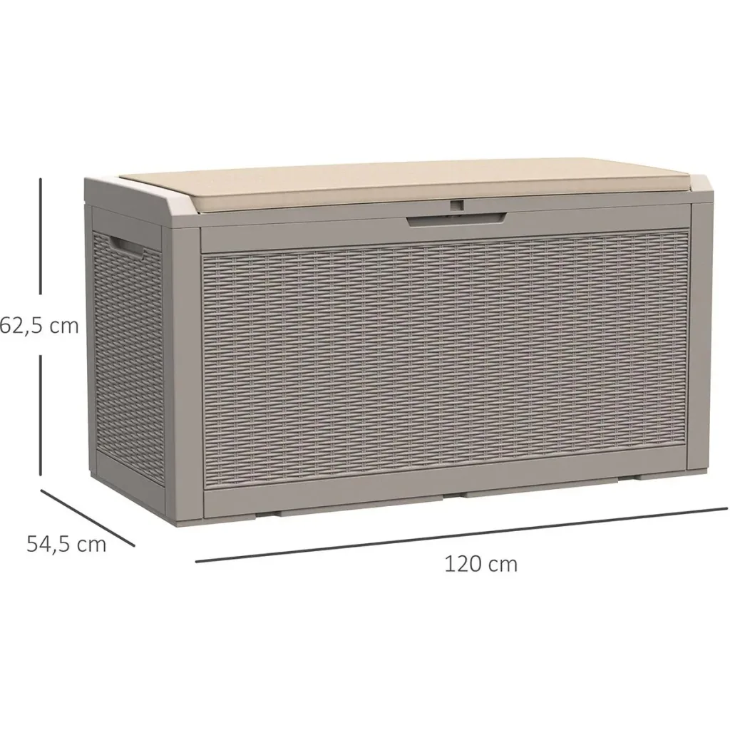 2in1 Gartentruhe in Rattanoptik Grau