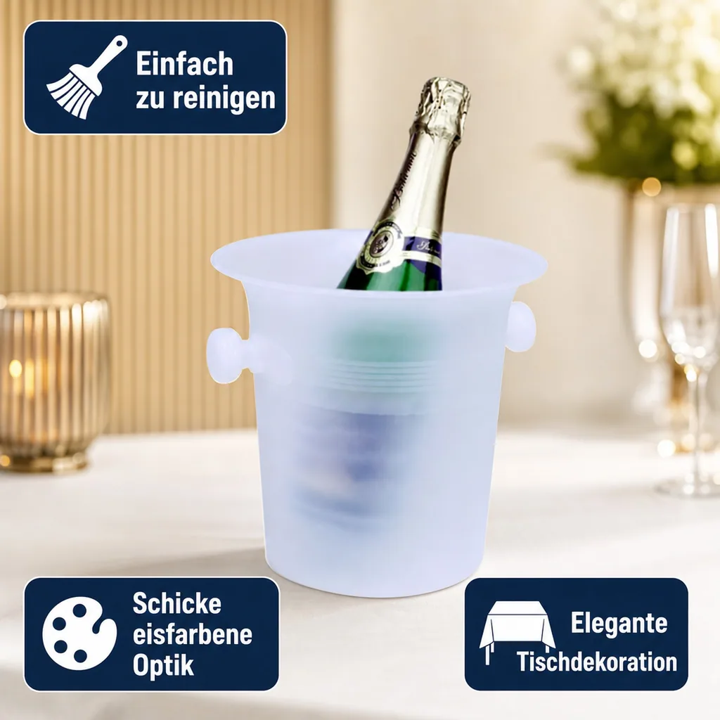 Flaschenkühler, Getränkekühler, Weinkühler, Sektkühler aus Kunststoff - Eisfarben | Ø 20,5 cm, Farbe: eisfarben