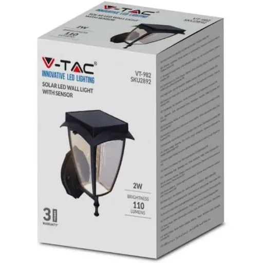 VT-982 Sevilla Solar-Wandleuchte Solar-LED-Lampe - 2 Lichtfarben