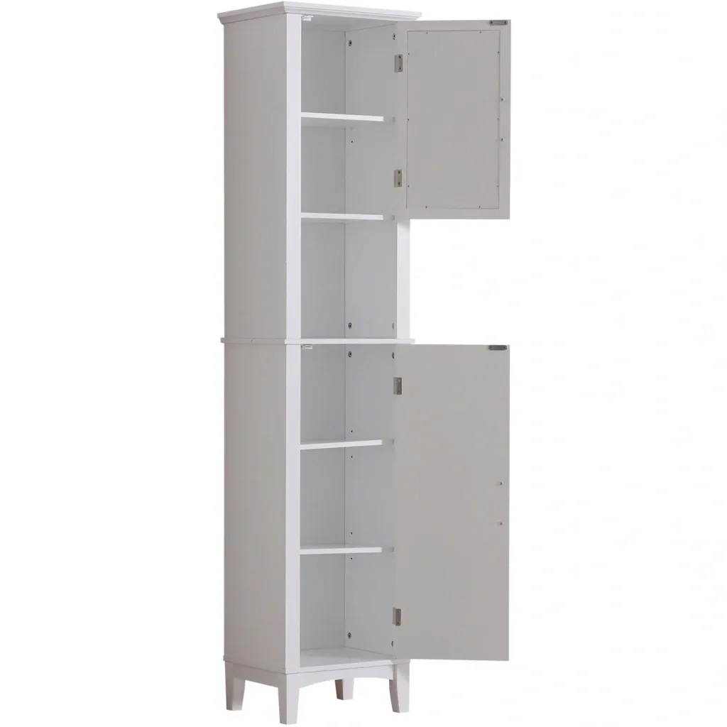Badschrank Badezimmerschrank Wandschrank mit Spiegel vestellbare Einlegeböden Holz Weiß 40 x 30 x 170 cm