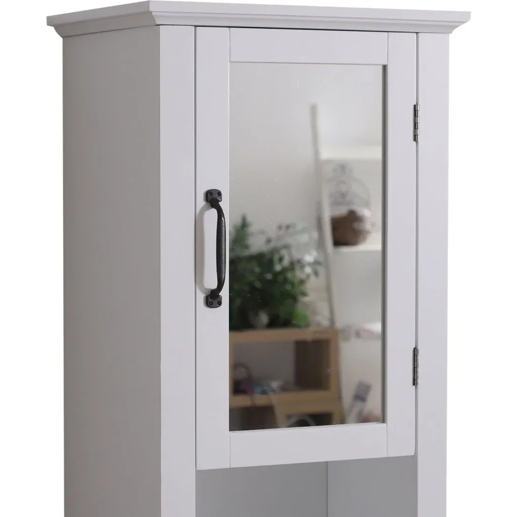 Badschrank Badezimmerschrank Wandschrank mit Spiegel vestellbare Einlegeböden Holz Weiß 40 x 30 x 170 cm