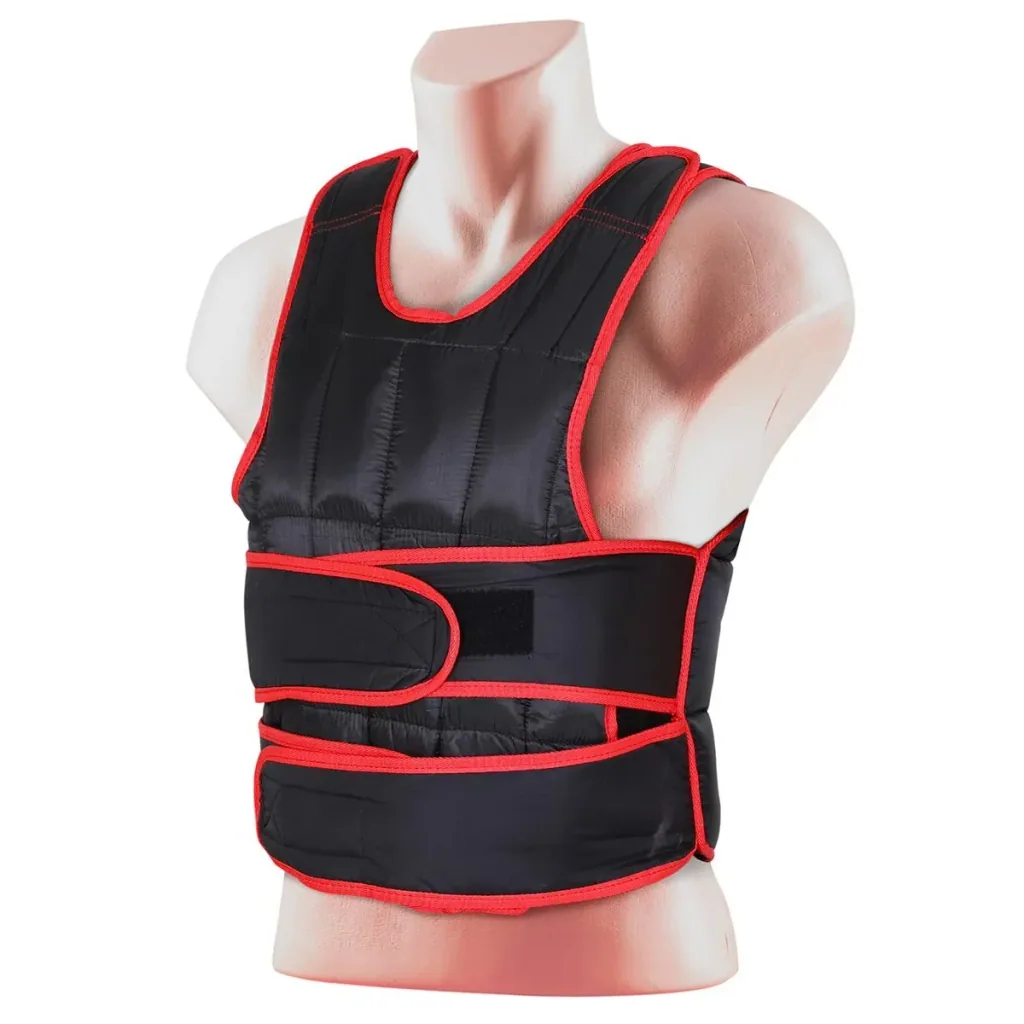 20 kg Trainingsweste Gewichtsweste mit doppelten Gurten verstellbar Krafttraining Fitness Oxford Metall Schwarz+Rot 40 x