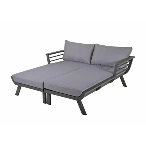 Doppelliege DELIA, Alu, dunkelgrau / Polyester, grau