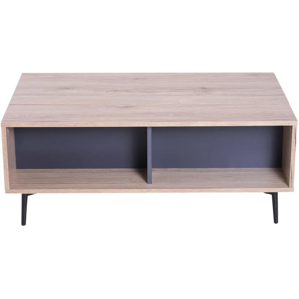 Beistelltisch Couchtisch Tischplatte höhenverstellbar ausklappbar mit Regal Staufach Holz 100 x 58 x (39,3 52,7) cm