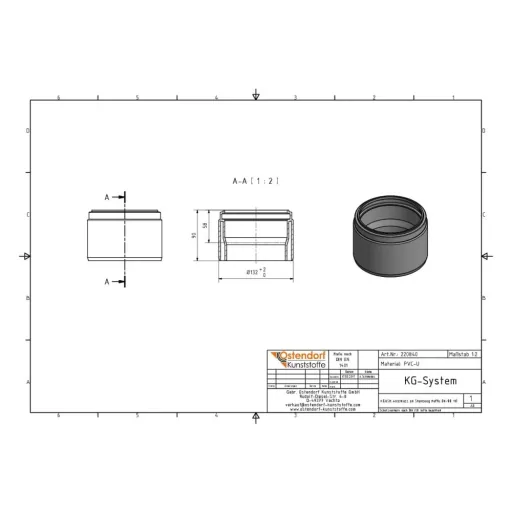 KG Rohr DN 110, KG Muffe, Abwasserrohr DN 110, Kanalrohr