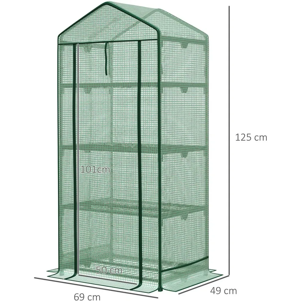 Spitzengewächshaus mini - 3 Ebenen - Rolltor - 69 x 49 x 125 cm