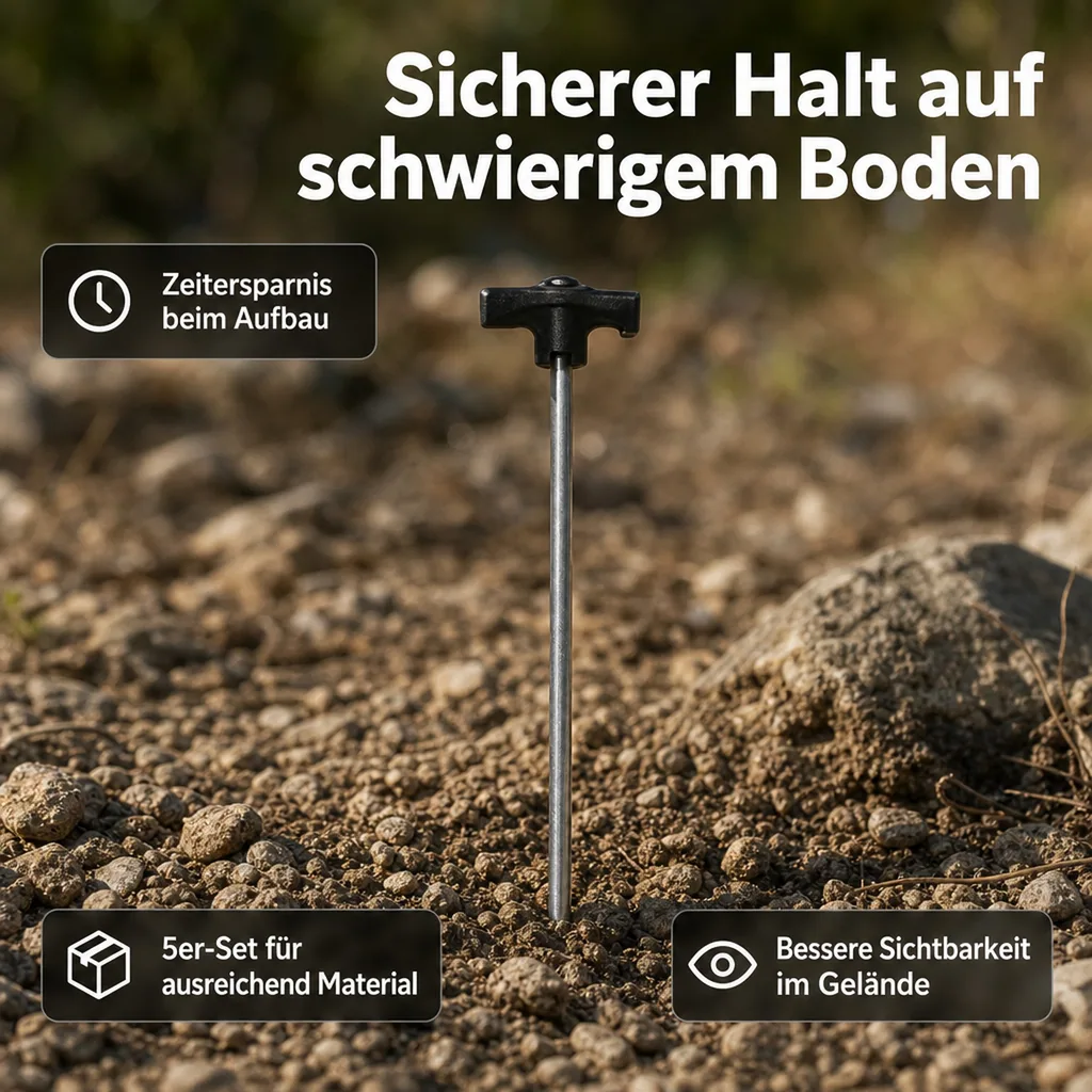Zeltpflöcke 5 Stk, 25cm, verzinkt, Heringe für steinigen Boden