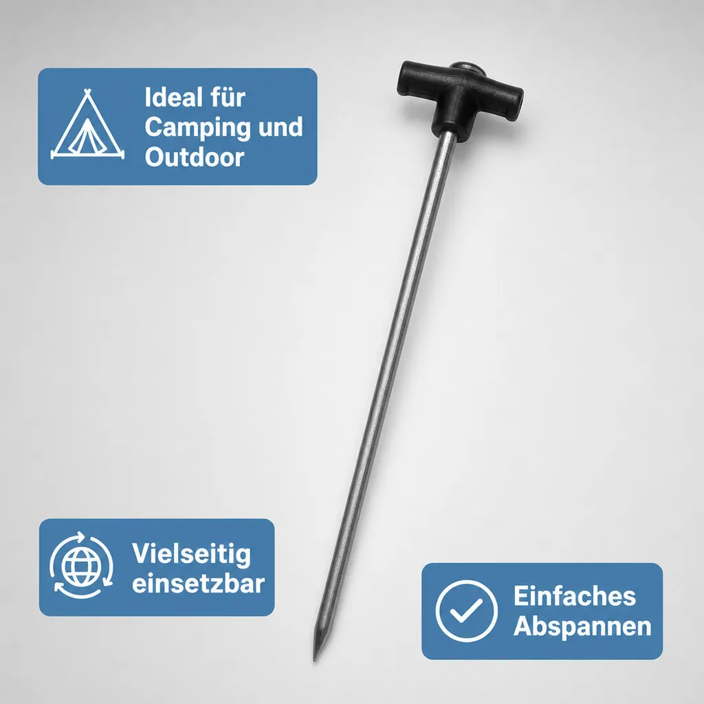 Zeltpflöcke 5 Stk, 25cm, verzinkt, Heringe für steinigen Boden