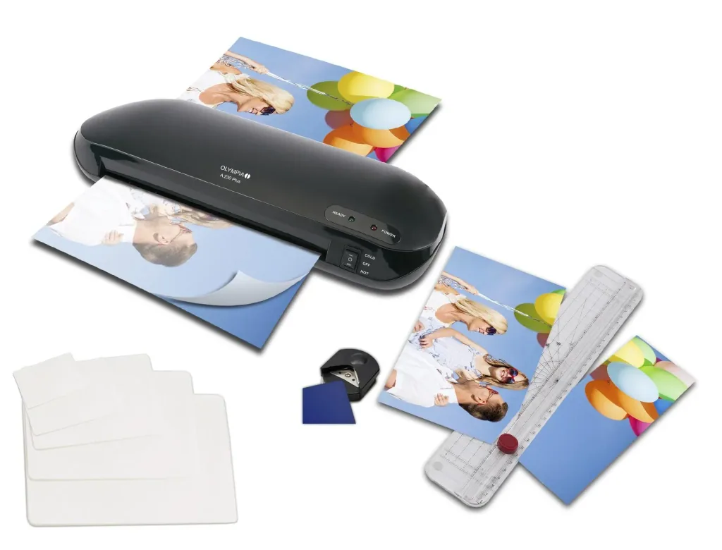 Laminiergerät 4in1 Set mit Lineal, Eckenrunder und Folien