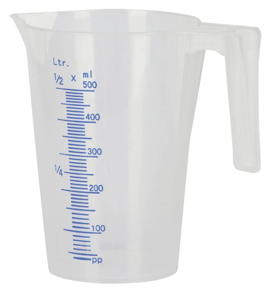Messbecher mit Griff und Ausgussschnabel, mit Füllskala, für 500ml