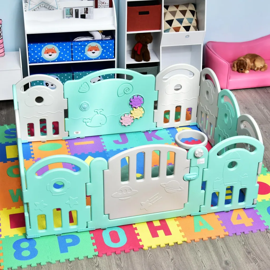 Baby Schutzgitter mit Ballkorb und 3 Zahnräder