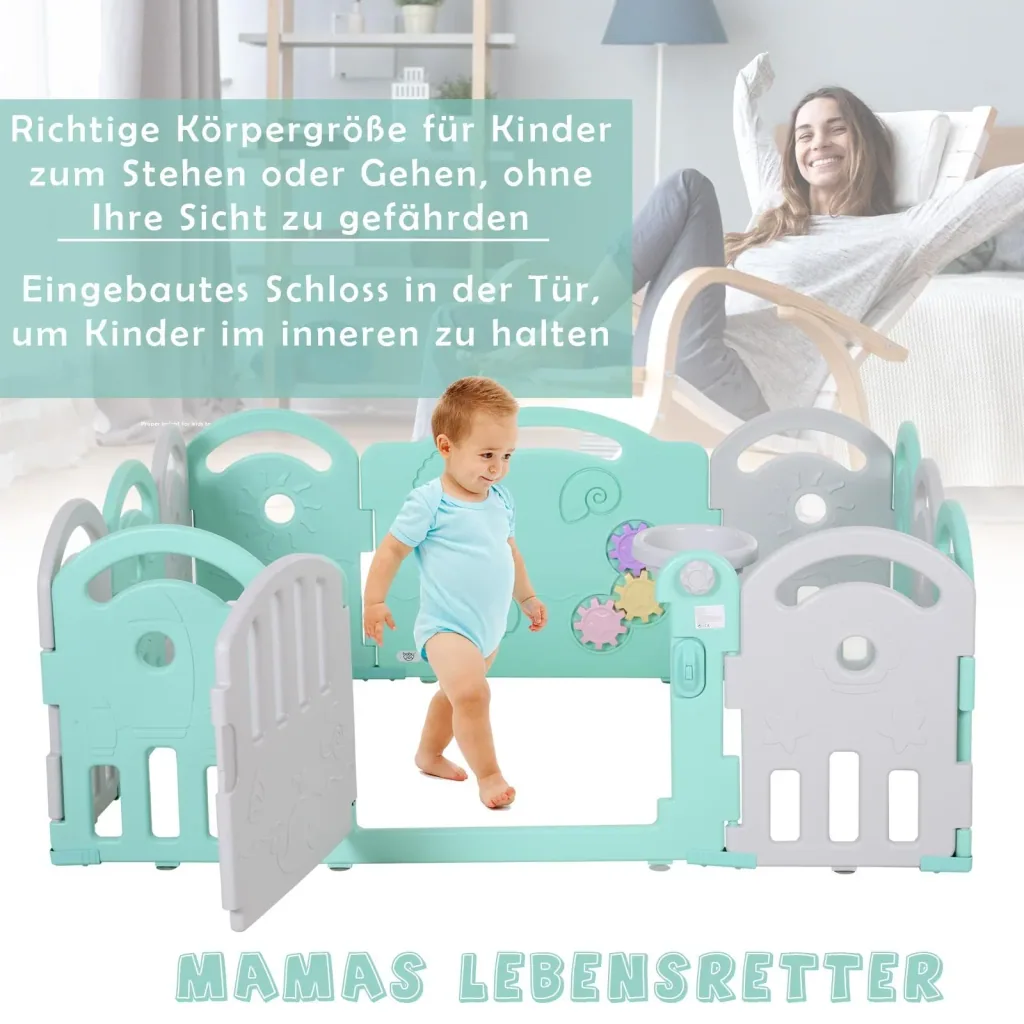 Baby Schutzgitter mit Ballkorb und 3 Zahnräder