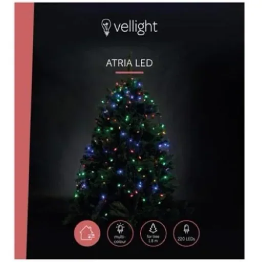 Vellight Weihnachtsbeleuchtung - für Weihnachtsbäume bis zu 180 cm - 220 LEDs - Mehrfarbig - Innen & Außen