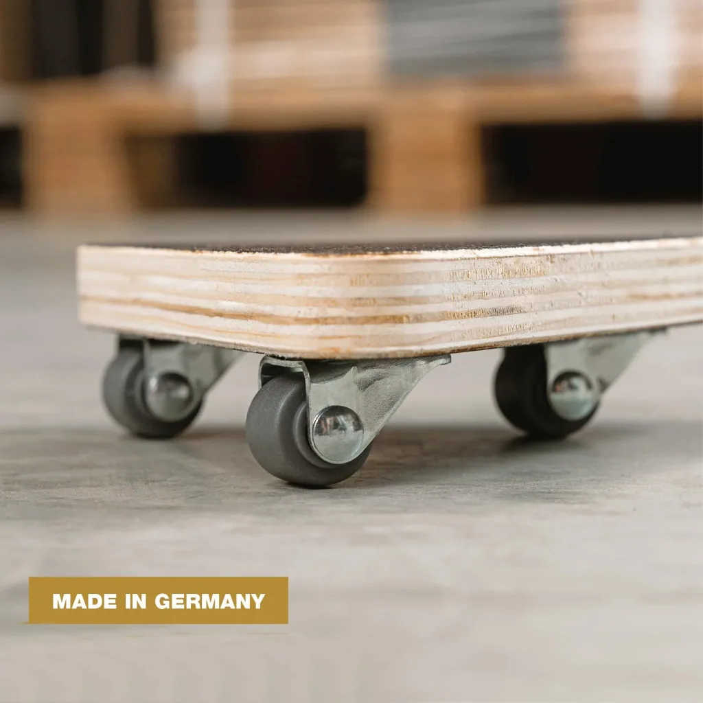 Transporthilfe MM 1314, 14 x 14 x 14 x 4,5 mm, softe Rollen Ø 20 mm, Multiplexplatte Maxigrip FSC®, Tragkraft 100 kg