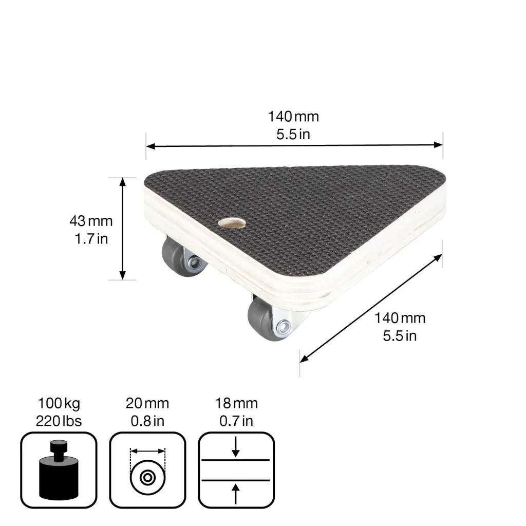 Transporthilfe MM 1314, 14 x 14 x 14 x 4,5 mm, softe Rollen Ø 20 mm, Multiplexplatte Maxigrip FSC®, Tragkraft 100 kg