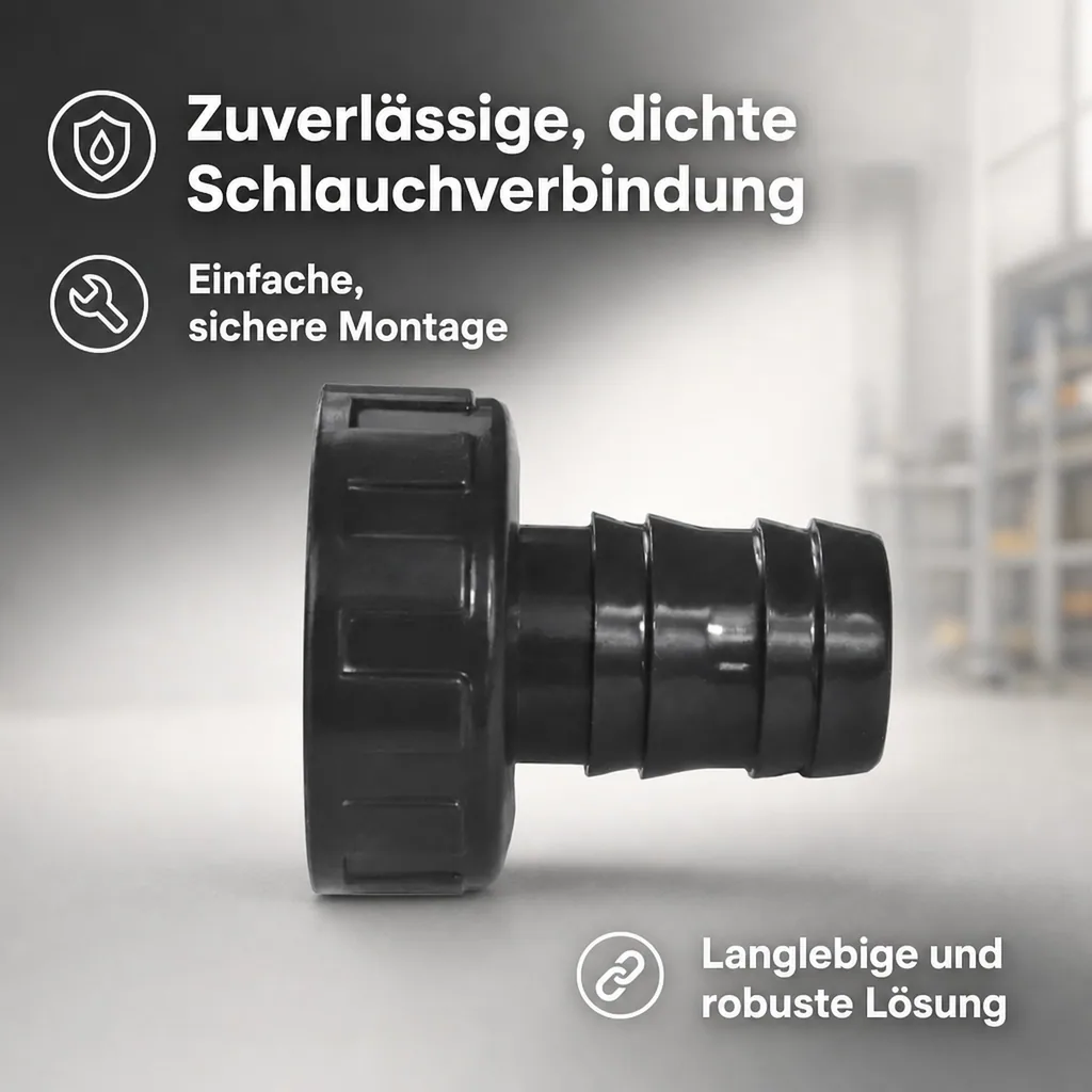 Schlauchtülle 1 1 4 zoll, PVC Schlauchtülle mit Überwurfmutter, Schlauchanschluss