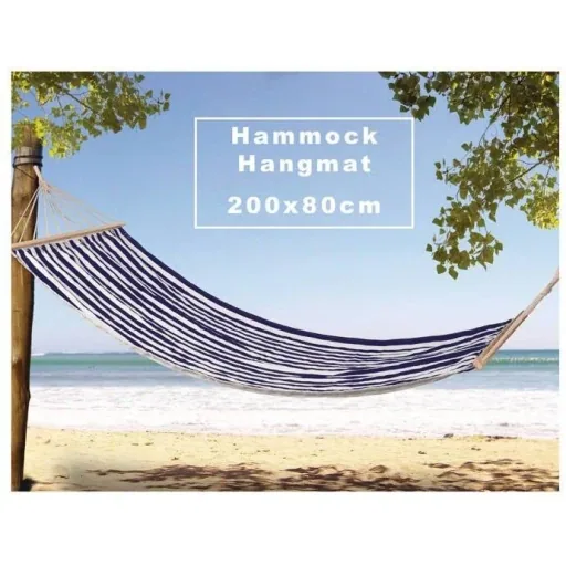 Pro Garden Hängematte - 200 x 80 cm -Weiß/Blau