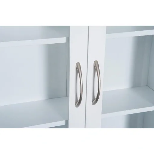Wandschrank Hängeschrank Badschrank Mehrzweckschrank Küchenschrank 2 x Glastür Holz Weiß 53,5 x 16 x 62,5 cm