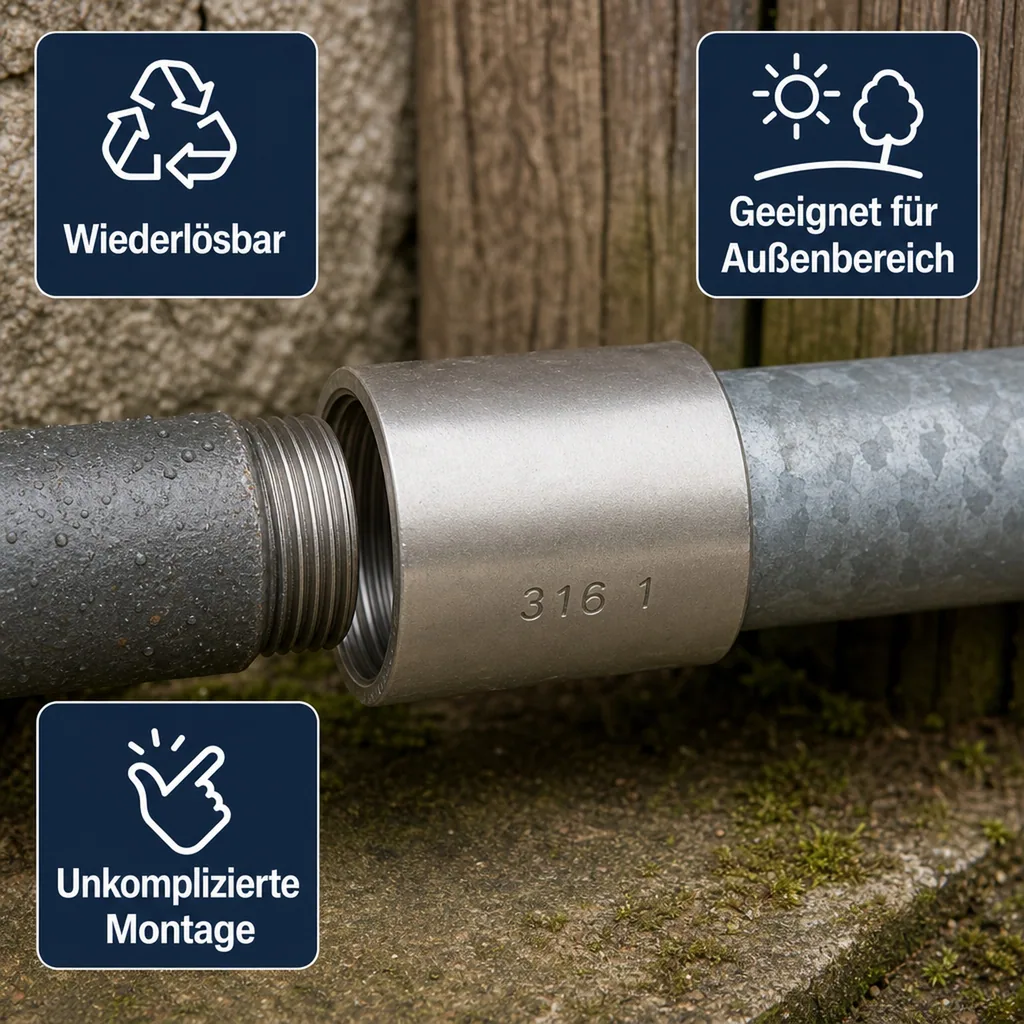 Edelstahl Muffe, Gewindefitting 1 1/4 IG, Edelstahlfitting