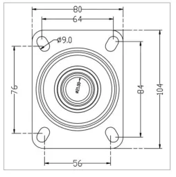 Lenkrolle mit Vollgummi Reifen und Feststeller, Durchmesser 80 mm