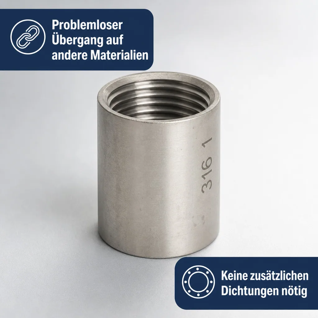 Gewindefitting Edelstahl Muffe 2" IG