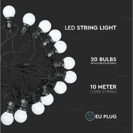 VT-71020 Lichterkette - Wasserdicht - 20 LED-Lampen - 3000K - 10M