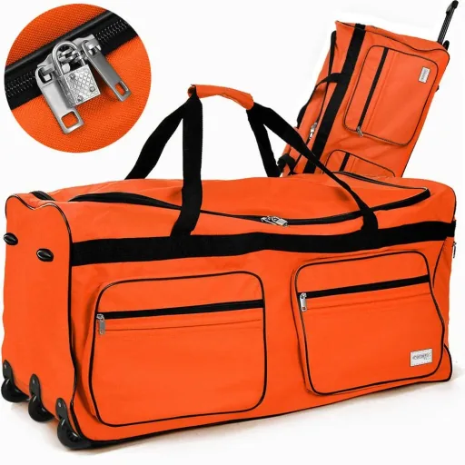 XXL Reisetasche mit Trolleyfunktion orange 160 L