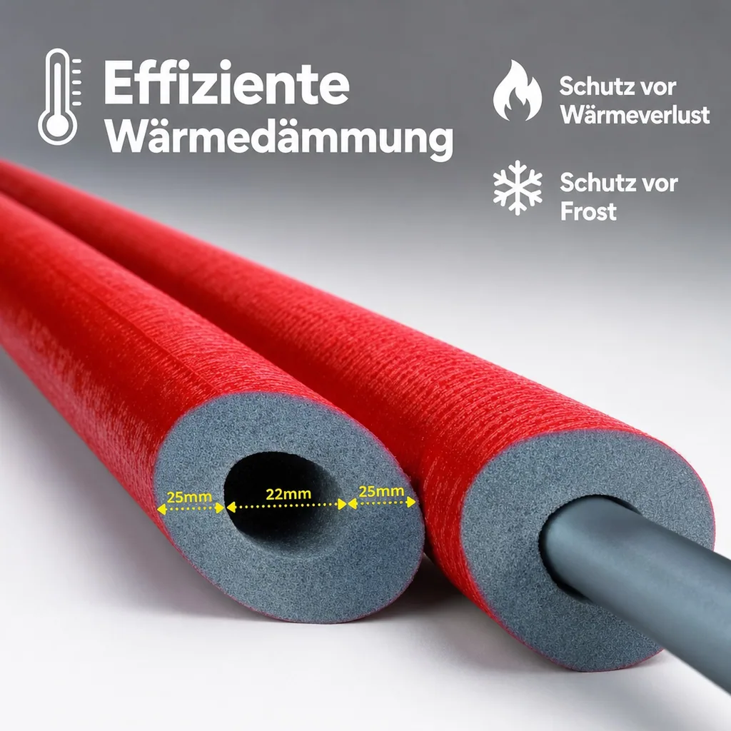 Rohrisolierung 22mm, Heizungsrohrisolierung, 2m, GEG Dämmung