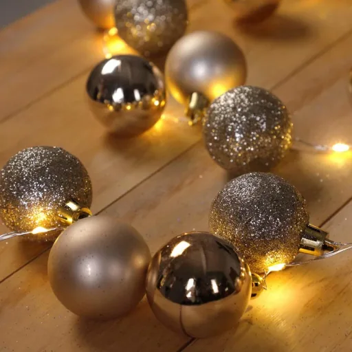 Weihnachtsbeleuchtung Kugeln 40-LED - Champagner - 2m