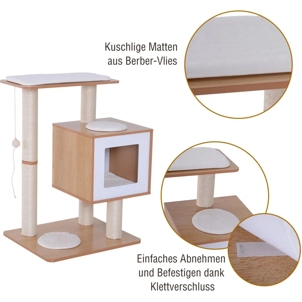 Kratzbaum Kletterbaum Sisal Polster Liegefläche Ball natur 56 x 48 x 80 cm