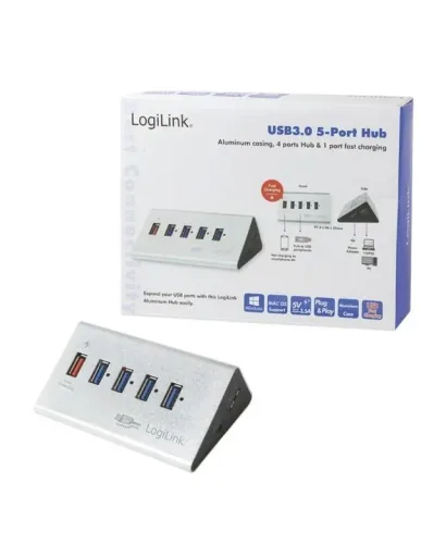 USB 3.0 HUB 4-port, Aluminium, inkl. Power Suppl