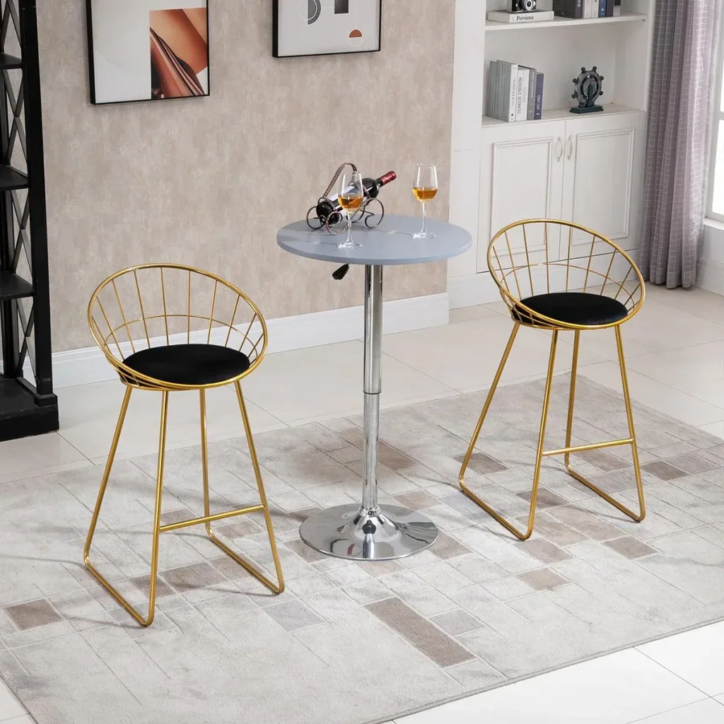 2-tlg. Barhocker Küchenhocker mit Rückenlehne Kunststoffstifte für Küche Esszimmer Metall Samt-Touch-Polyester-Gewebe Sc