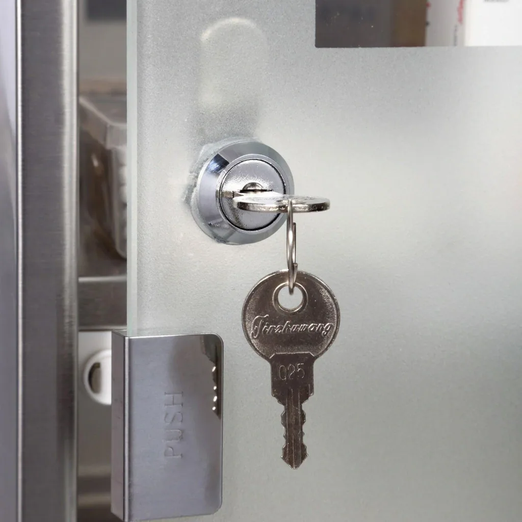 Edelstahl Medizinschrank mit Schloss und 3 Fächern