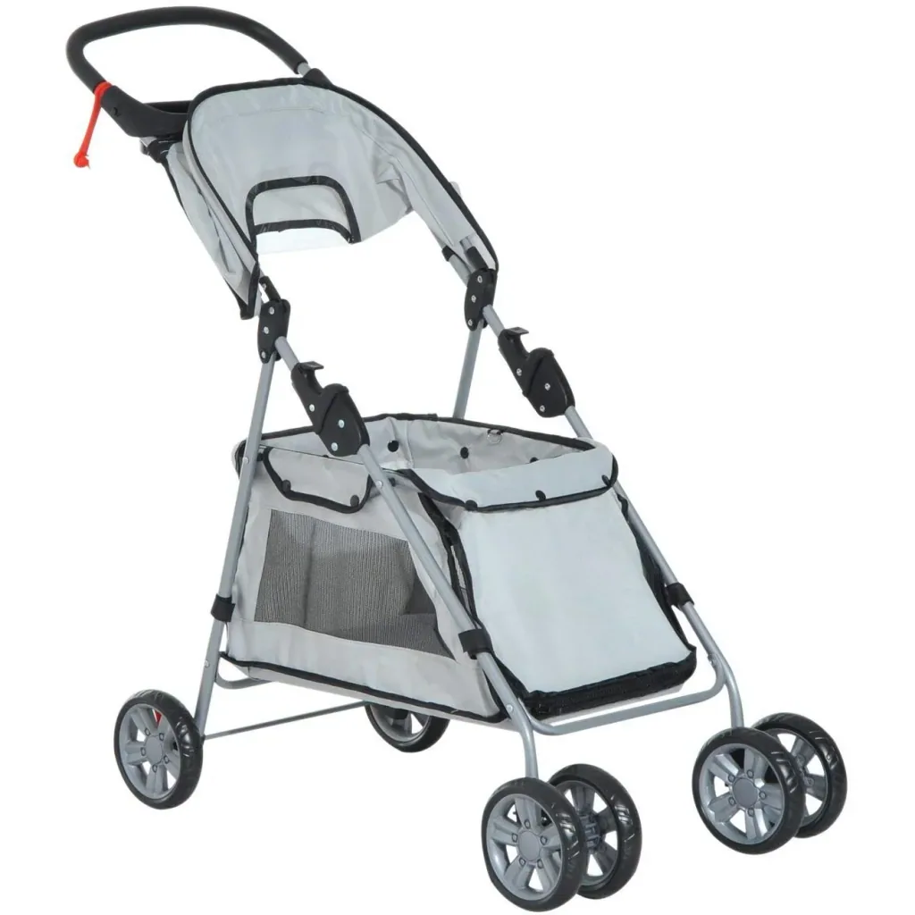 Hundebuggy Hundewagen mit Sonnendach Stahl Grau